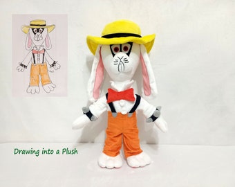 Custom plush Kust like rango bunny mario inspired plush (funmade) ,  handmade to order from the drawing. Not for Xmas.