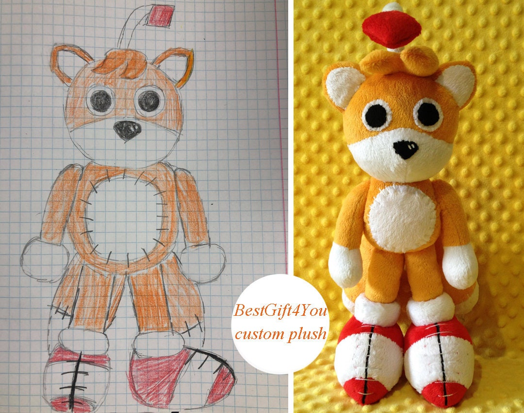 Custom Plush Just Like Tails Doll Inspired Plush funmade , Handmade to  Order From the Drawing. Not for Christmas 