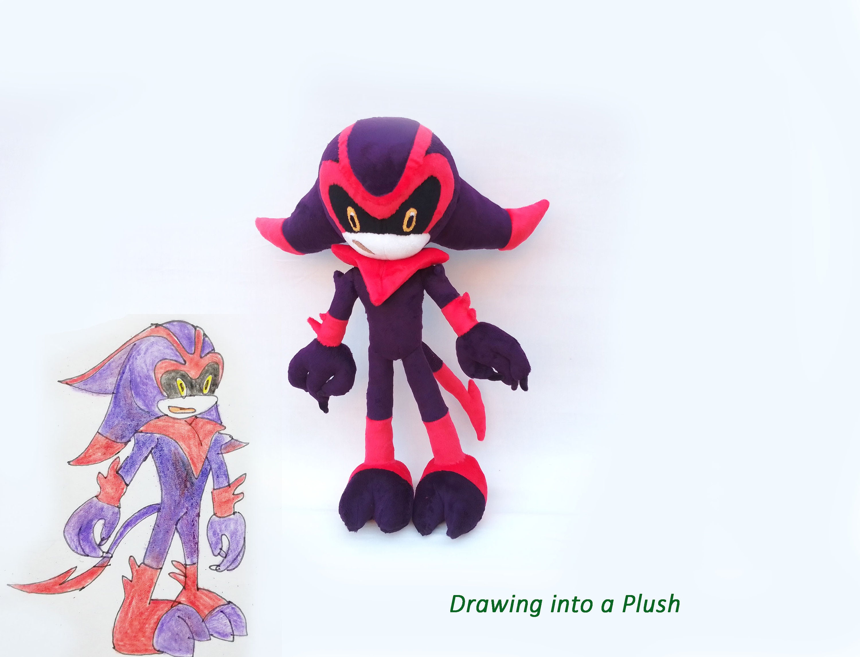 Custom Plush Just Like Dark Sonic the Sonic X the Dark Brotherhood Inspired  by funmade Handmade Fro Mthe Drawing to Order. 