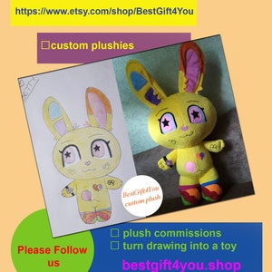 Custom plush toy, plush commission, drawing to toy. Please send me your drawing.