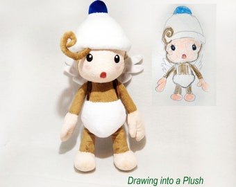 Сustom plush Just like  Ape Escape Pipotchi inspired funmade unofficial, made to order from the drawing. Not for Xmas