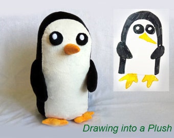 Custom plush just like  Gunter Adventure Time  pinguin inspired, funmade unofficial,  plush,  handmade to order from the drawing,