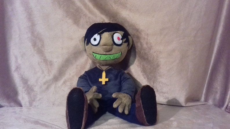 Inspired by Gorillaz plush commissioned plush Toy made from drawing toy from music video stuffed custom toy