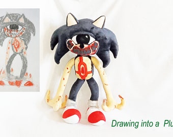 Custom plush just like Sonic exe cyklop sonic plush inspired plush, funmade unofficial handmade to order / 40 cm tall.