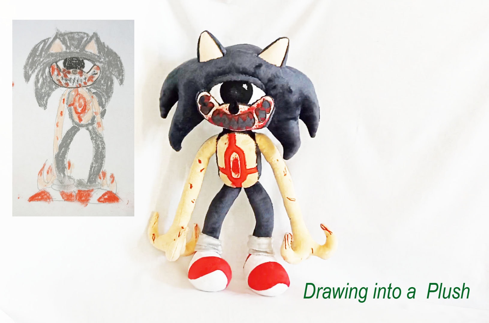 Custom Plush Just Like Sonic Exe Cyklop Sonic Plush Inspired Plush, Funmade  Unofficial Handmade to Order / 40 Cm Tall. 