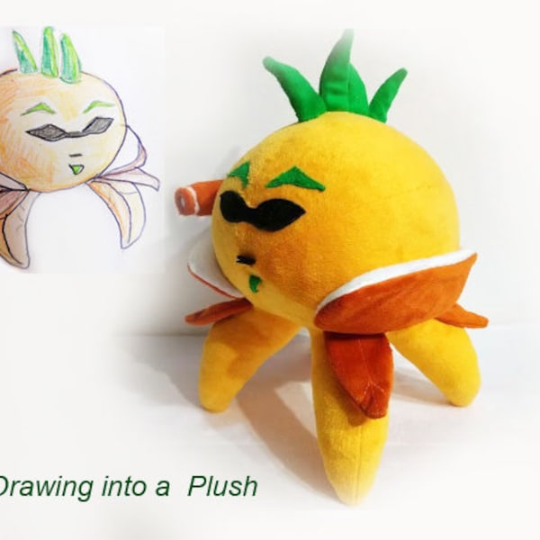 Custom plush  Just Like  Citron Plants Vs Zombies inspired  funmade unofficial handmade to order from the drawing