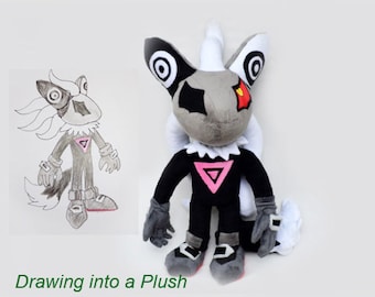 Custom Plush Just Like Dark Sonic the Sonic X the Dark Brotherhood Inspired  by funmade Handmade Fro Mthe Drawing to Order. 