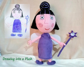 Custom Plush Just Like Nanny Plum Ben and Holly's Little Kingdom inspired (funmade), made to order  from the drawing, 40 cm Not for Xmas