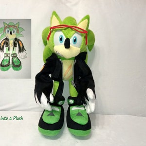 Custom Plush Just Like Dark Sonic the Sonic X the Dark Brotherhood Inspired  by funmade Handmade Fro Mthe Drawing to Order. 