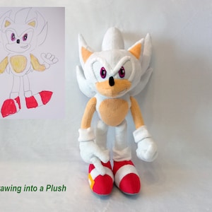 Custom Plush Just Like Dark Sonic the Sonic X the Dark Brotherhood Inspired  by funmade Handmade Fro Mthe Drawing to Order. 