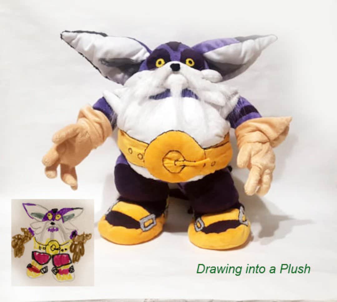 Custom Plush Just Like, Big the Cat Sonic Adventure Inspired , Funmade, Unofficial, Handmade to