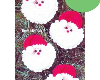 Vintage Crochet Pattern Santa Faces Father Christmas Face Christmas Tree Trim Holiday Decorations Brooch Pin INSTANT DOWNLOAD PDF