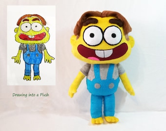 Custom Plush Just Like Big City Greens Cricket Green inspired (funmade), handmade  from the drawing to order, 40 cm .  Not for Christmas