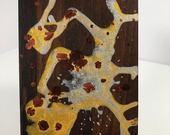 Silver and gold splash abstract wood panel