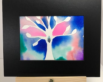 Tie-dye Sky Tree original watercolor painting