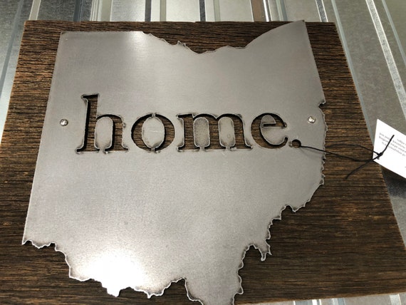 Metal Ohio State Home Sign Mounted On Old Barn Wood Etsy