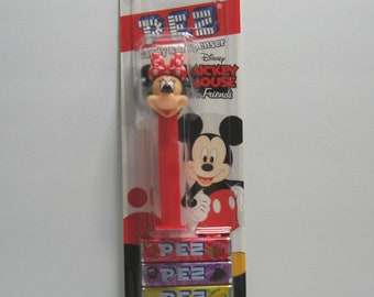 Vintage Early 2000s Minnie Mouse PEZ Dispenser with Candy, Red Polka Dotted Bow, Mickey Mouse & Friends From Disney, New Original Packaging