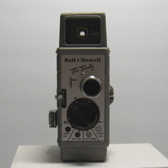 Vintage 1950s Bell & Howell Two Twenty 8mm Movie Camera, Gray