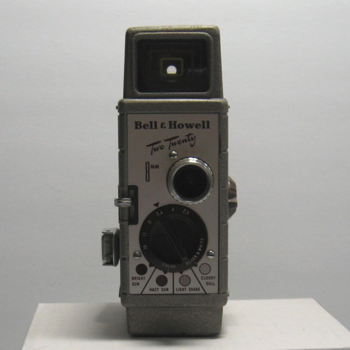 Vintage 1950s Bell & Howell Two Twenty 8mm Movie Camera, Gray