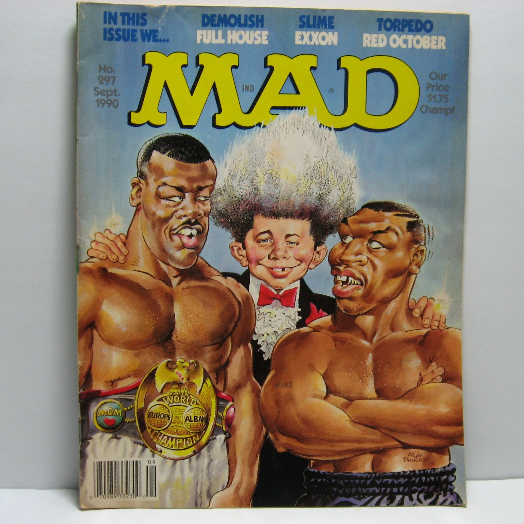 Vintage September 1990 "Mad Magazine", #297, "Mad Look At Boxing, Guide to Devolution, Fooling With Food", Etc. Very Good Condition