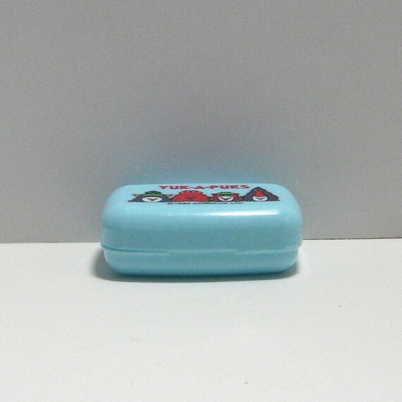Vintage 1985 Yuk-a-puk Blue Soap Case With Decal From Sanrio Co