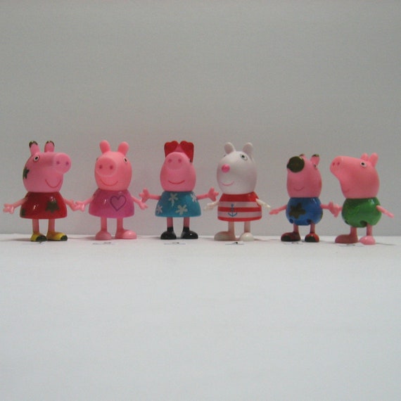 Vintage 2003 Peppa Pig 6 Kids Figurines, muddy Puddles Peppa