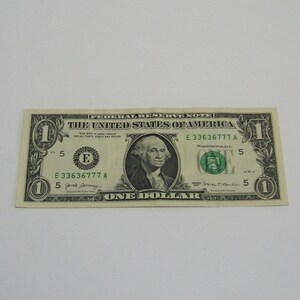 2017 Fancy Serial Number One Dollar Bill, Two Sets of Tripple Digits and One Pair, 97.1 % Very Cool Rating