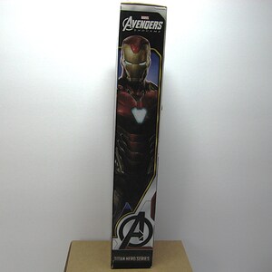 May include: A tall, rectangular box featuring Iron Man from Avengers: Endgame. The box has a red, gold, and black color scheme with the Avengers logo at the top and the Titan Hero Series label at the bottom.