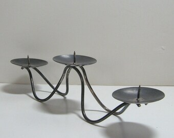 Vintage Mid Century Danish Design Three Prong Candelabra/Candle Holder, Silver Plated