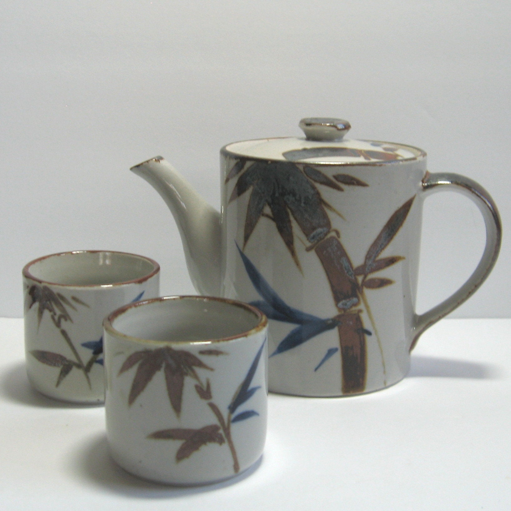 Lovely Vintage 1980s Asahi of Japan Tea Set, Ceramic, Light Gray