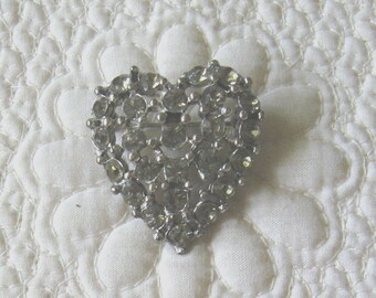 Vintage RHINESTONE HEART Shaped Pin
