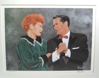 Vintage 1990s I Love Lucy Limited Edition Lithograph/Print, "She's Having My Baby", by Linda Koast, 1272/5000, w/Matt Fits 16" x 20" Frame