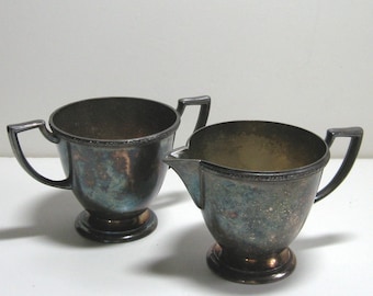 Vintage Mid 50s Classic Design Sugar and Creamer Silver Plate Set by William Rogers