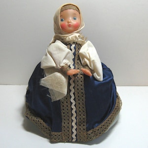 Vintage 1970s Unique &quot;Babushka&quot; Russian Female Dress Souvenir Doll, Full Freestanding Fabric Skirt
