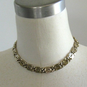 Vintage 1970s Classic Monet Choker Necklace, Intricate and Heavy Gold Tone Scroll Links