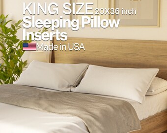 King Size Pillow 20x36 inch Pillow  with Down alternative Pillow Insert - Made in USA Bed Pillow Insert Sleeping Cushion