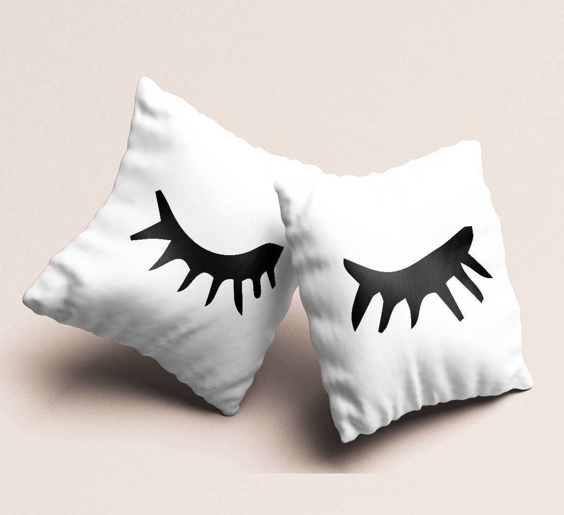 Throw Pillow Set of 2 Eyelashes Teens Bedroom Decor Decorative Etsy