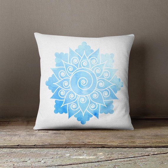 blue boho throw pillows