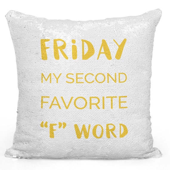 F Word Pillow Sequin Pillows Friday Weekend Chair Throw Pillow Etsy