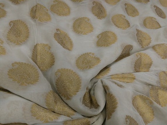 Belle Georgette Banarasi Teignables Paisley Design yard tissu par yard Design 7a8054 Belle Georgette Banarasi Teignables Paisley Design yard tissu par yard Design 7a8054