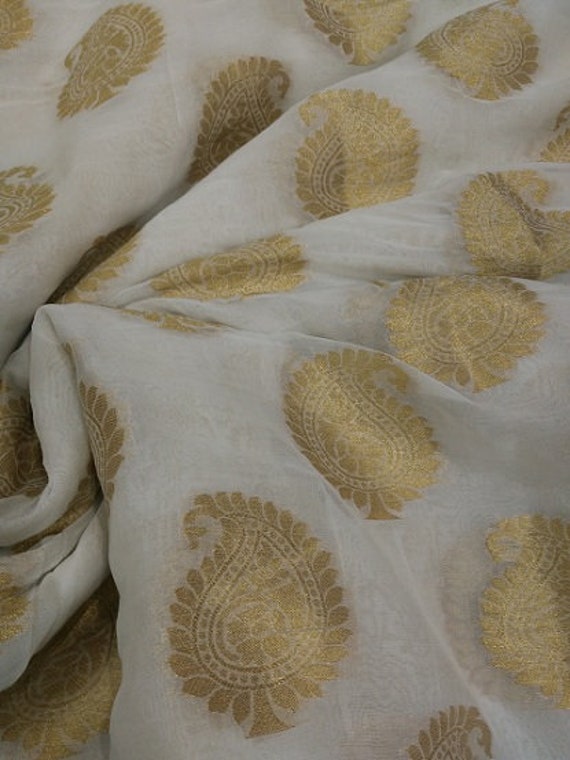Belle Georgette Banarasi Teignables Paisley Design yard tissu par yard Design 7a8054 Belle Georgette Banarasi Teignables Paisley Design yard tissu par yard Design 7a8054