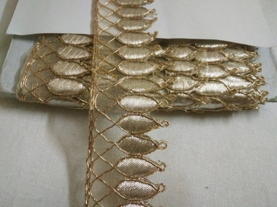 Belle lumière dorée Gota travail de de travail coupe lacets 10 verges 7472e1 Belle lumière dorée Gota travail de de travail coupe lacets 10 verges 7472e1