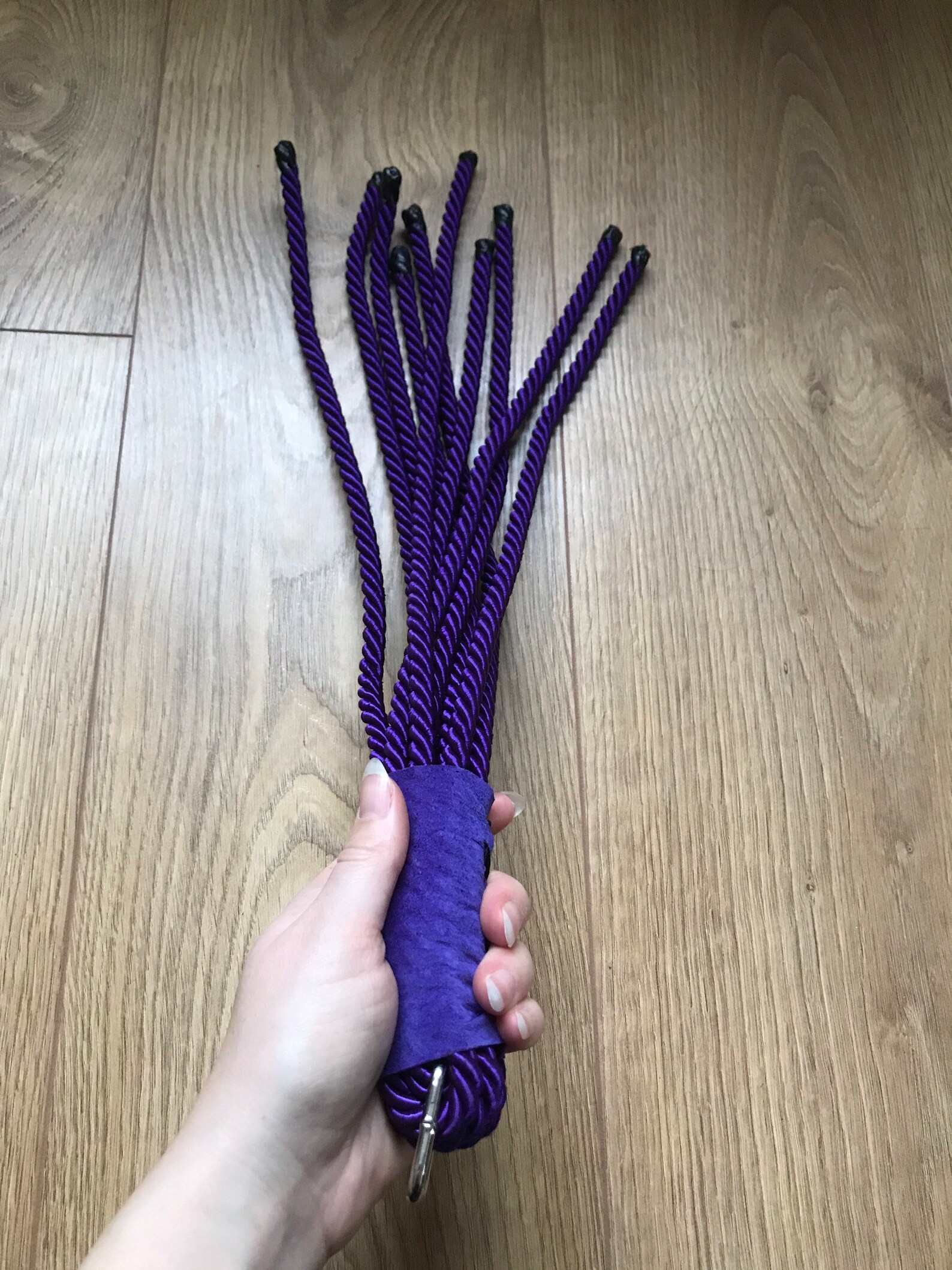Purple rope flogger whip made in the U.K. BDSM whip thuddy Etsy