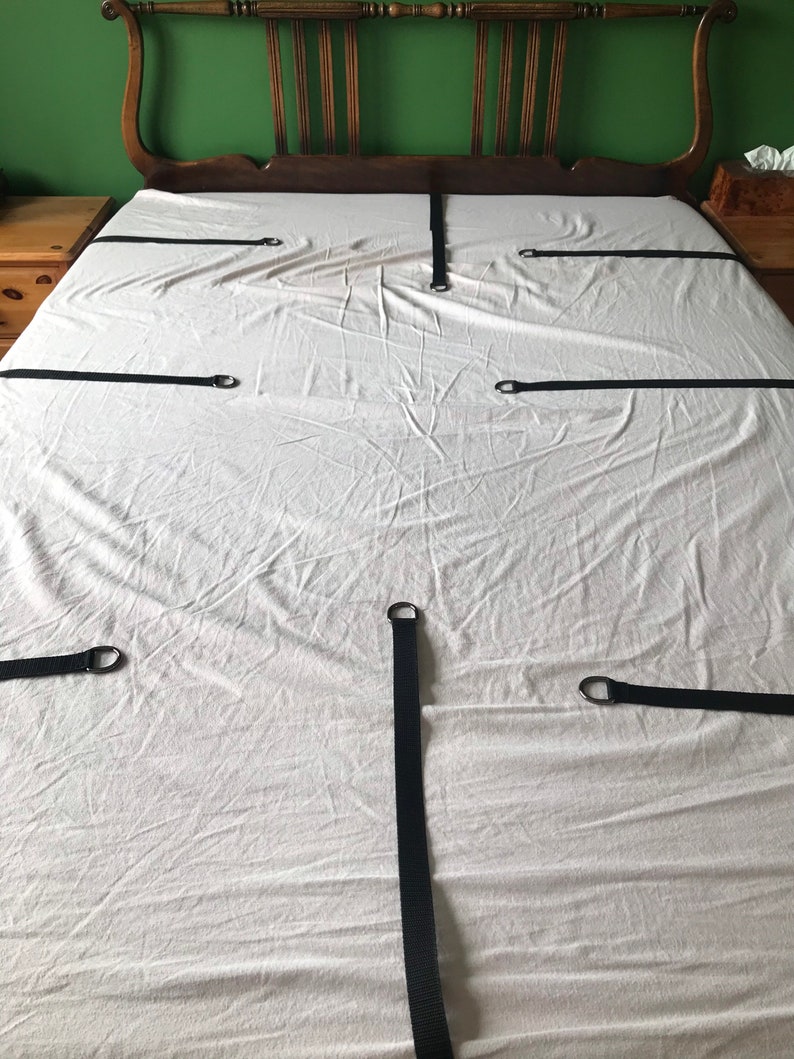 Below mattress bondage 8 point strap Uk bdsm gear handcuffs double king super king restriction tie to furniture submissive sub 