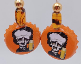 Edgar Allen Poe Bottlecap-oorbellen