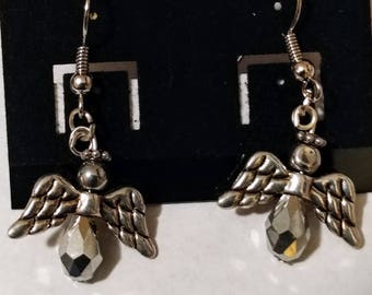 Small silver angel earrings