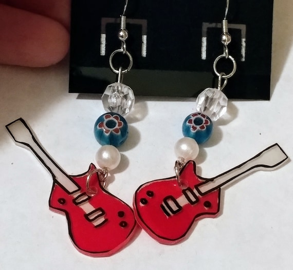 Guitar Shrinky Dink Earrings Etsy