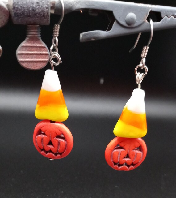 Candy Corn Pumpkin Earrings