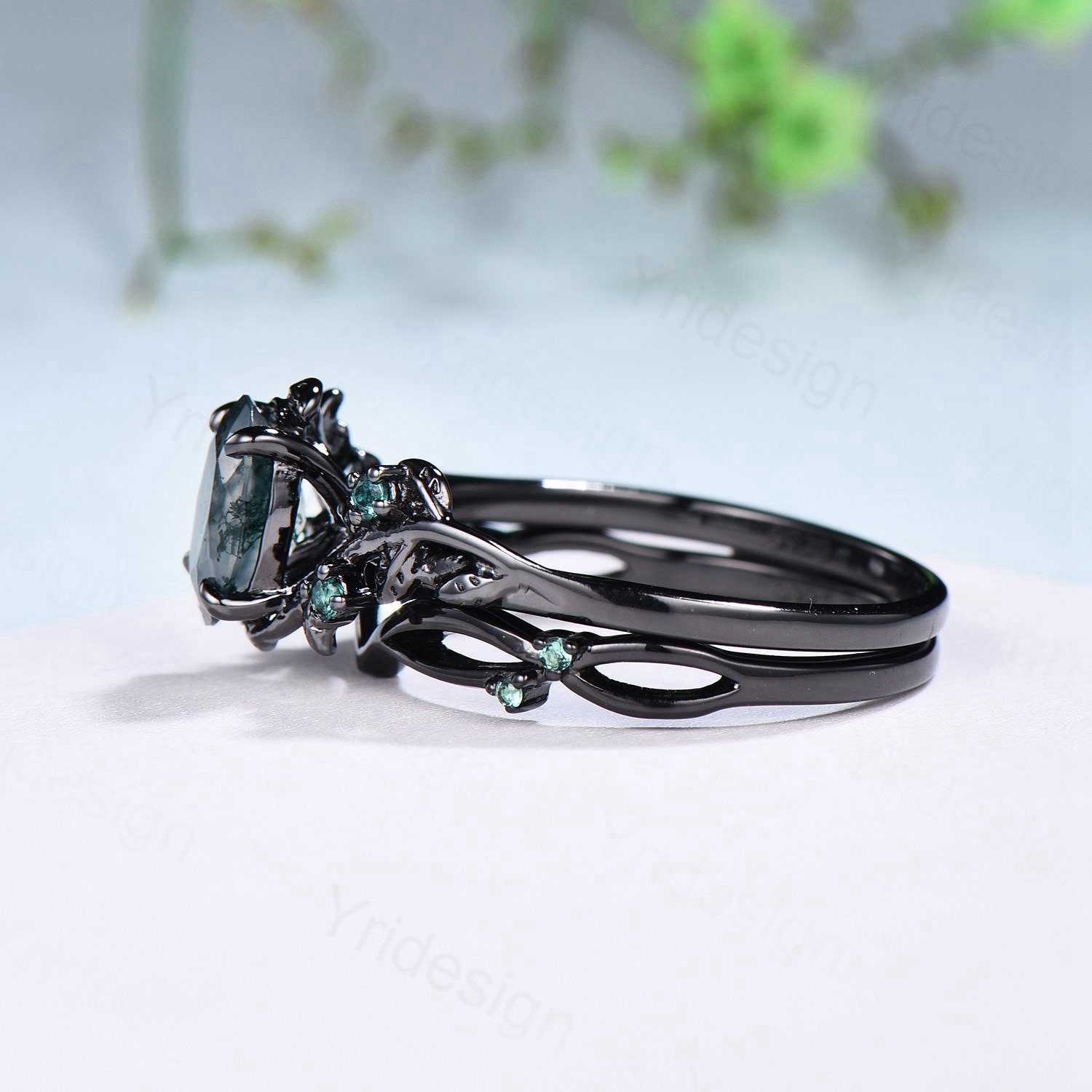 Black gold amethyst engagement ring outlet