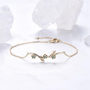 Elegant flower moss agate bracelet twig branch green agate leaf bracelet nature inspired stackable Bracelet Women anniversary gift for her